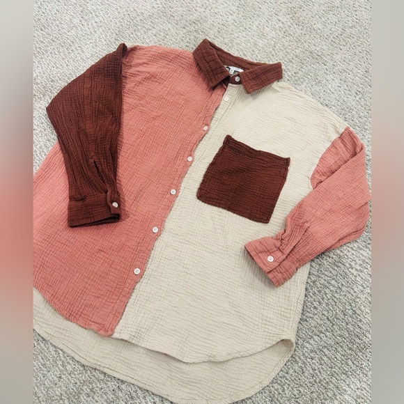 Block Color Button-Up - Picture 1 of 3